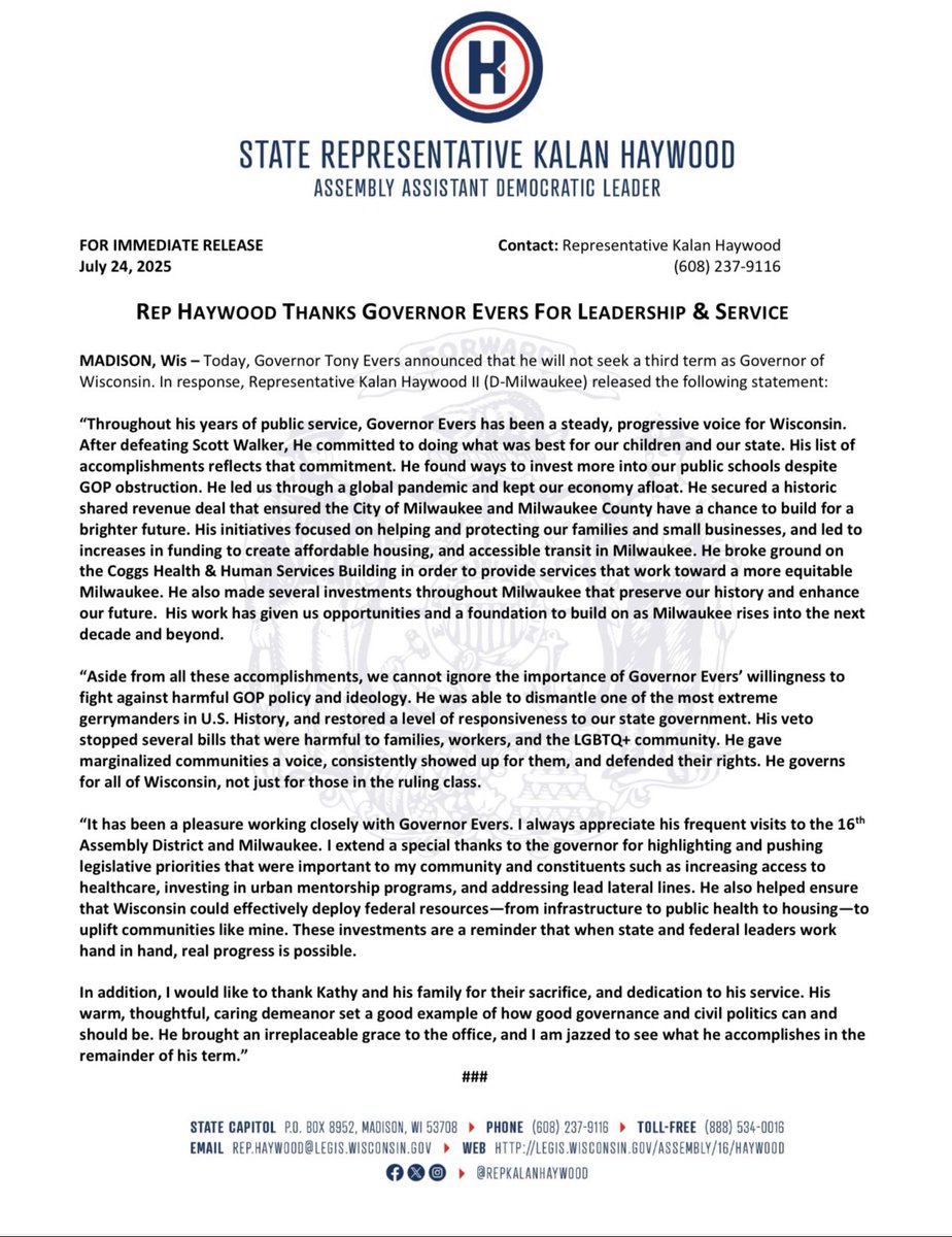 Representative Kalan Haywood tweet media