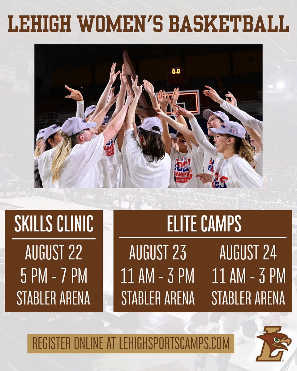LehighWBB's tweet image. August Camps are right around the corner and spots are filling up! Don’t miss a chance to #ShareItAndShootIt like a Mountain Hawk this summer 🏆
➡️ lehighsports.com/sports/2013/6/…
