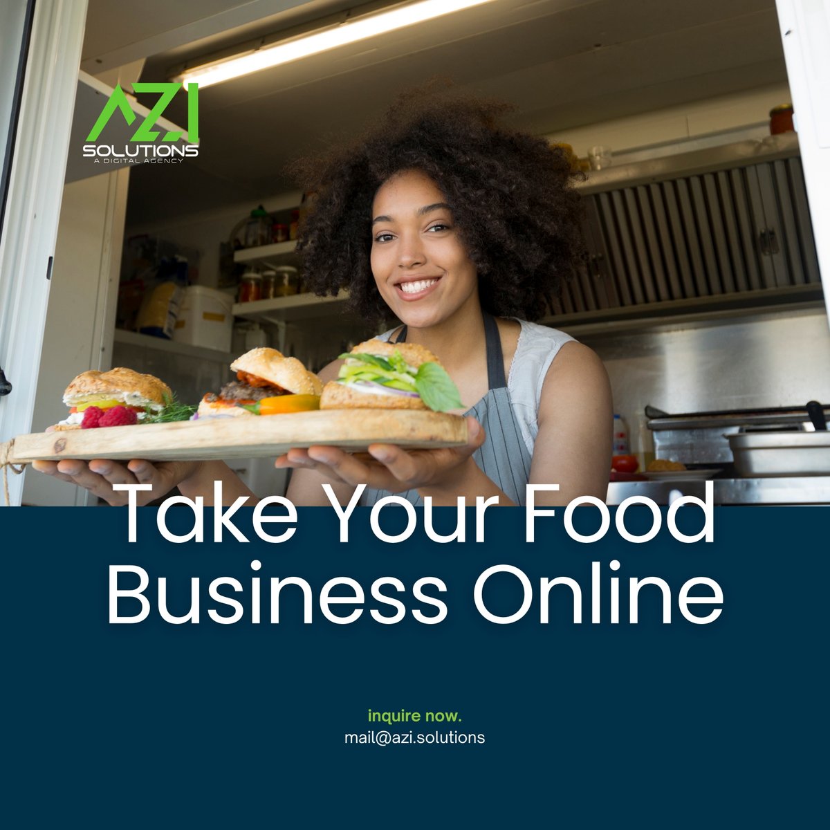 AziSolutions's tweet photo. Ready to take your delicious food to more customers? 
Stop waiting, start selling! Learn how at https://t.co/exiXY3bmRl or email us at mail@azi.solutions.

#SellFoodOnline #DigitalSolutions #FoodBusiness #OnlineFood #GrowYourBusiness #FoodTech #azisolutions #dubai https://t.co/izFE1i8AoL