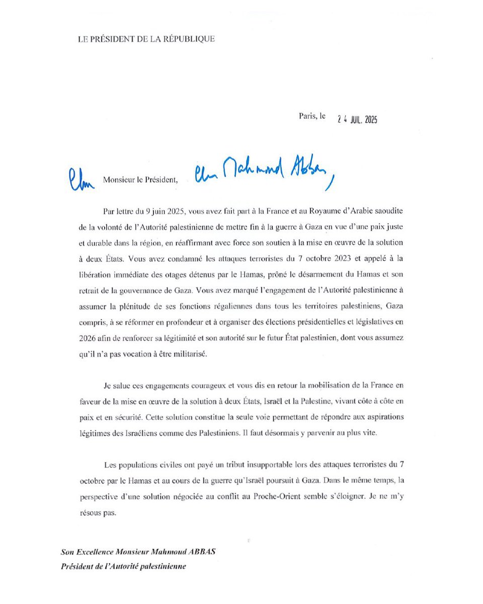 _BABACAR's tweet image. French President Macron:
“I have decided that France will recognize the State of Palestine.”