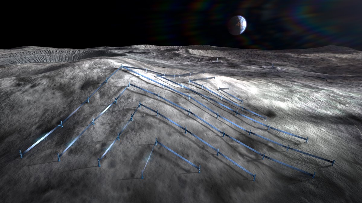 ethosspace's tweet image. A sprawling installation of nearly hundred-meter-tall data center towers on a lunar peak of eternal light. No gas turbines required.