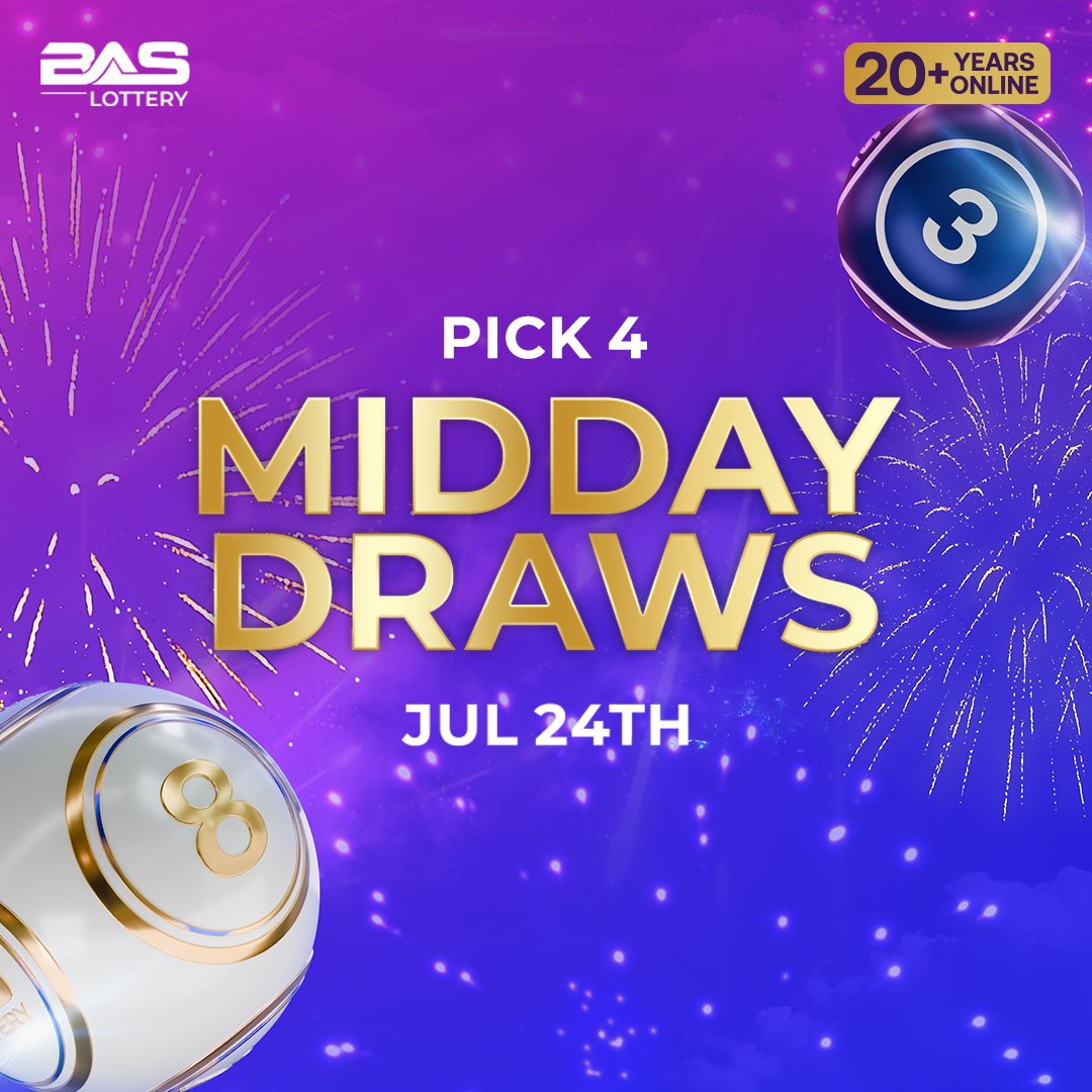 BASLottery's tweet image. Midday Draws β July 24th πποΈ
GA: 2120
MI: 0103
NC: 4860
NY: 6389
SC: 5547
Try your number combo today! Link here: bit.ly/xBASLottery