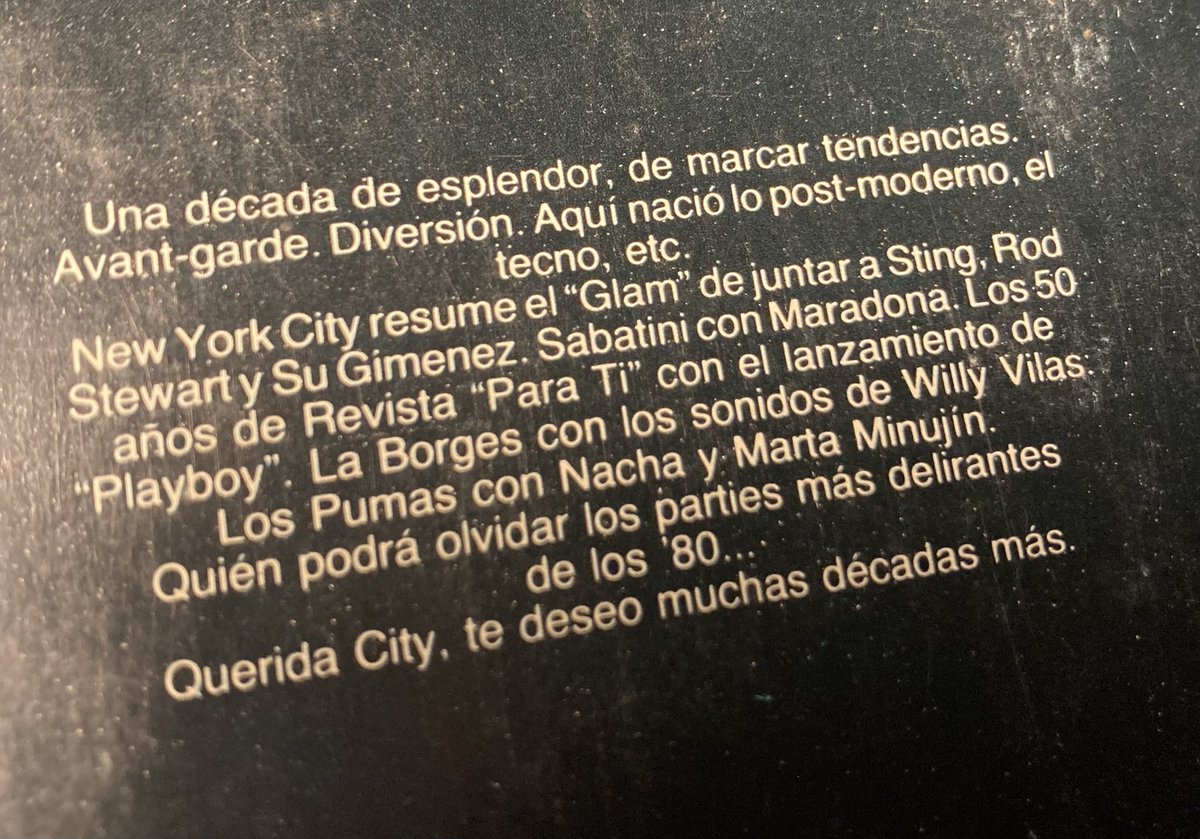 Texto de la contratapa del compilado editado por la discoteca New York City en 1990.