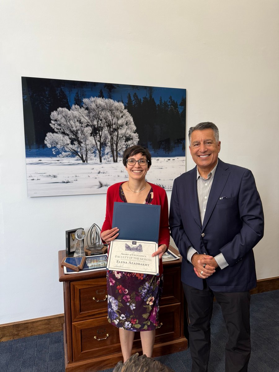 The University Libraries @unevadareno (@unevadalib) on Twitter photo University Libraries' Research and Instructional Services Librarian Elena Azadbakht recently received the <a href="/unevadareno/">University of Nevada, Reno</a> President’s Faculty of the Month Service Award! Help us congratulate Elena on her award and for her service to her colleagues across campus. University Libraries' Research and Instructional Services Librarian Elena Azadbakht recently received the <a href="/unevadareno/">University of Nevada, Reno</a> President’s Faculty of the Month Service Award! Help us congratulate Elena on her award and for her service to her colleagues across campus.