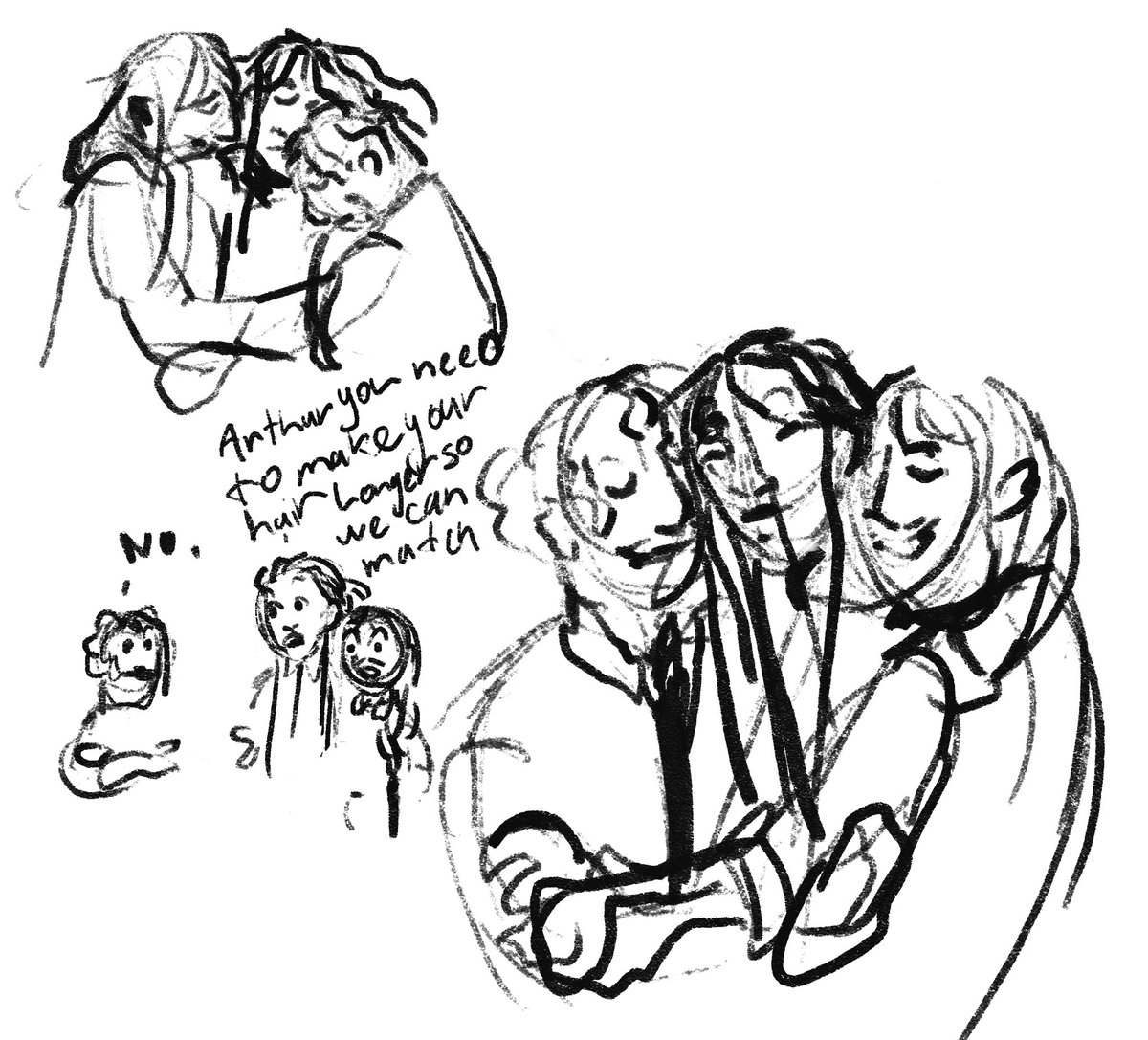 With every second I spend looking for a job, my desire to live decreases, so I have to draw twice as many Malevolent sketches just to keep going . 🫡
Anyway here’s John Arthur and Noel living their best live 
#malevolent #malevolentpodcast