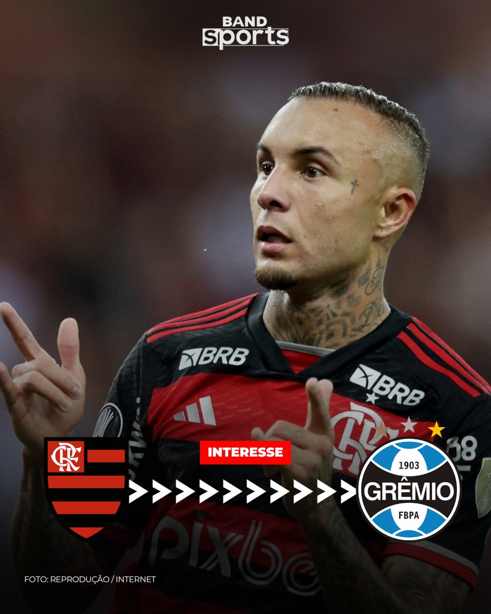 O TRICOLOR NÃO PARA 👀 Além de Róger Guedes, o Grêmio tem interesse na repatriação de Everton Cebolinha, atualmente no Flamengo. A transferência seria bancada pelos investidores Marcelo Marques e Celso Rigo e se aproveitaria da falta de espaço do atacante no elenco Rubro-Negro