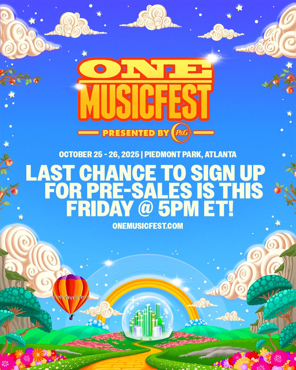 onemusicfest's tweet image. Listen.. our phones will be on DO NOT DISTURB 🌙 after 5PM tomorrow. 🗣️This is the LAST CALL for presale ticket signups‼️‼️
You know where to go to lock in! Link in bio ☝🏽
#ONEMusicfest #OMF2025 #Atlanta #Musicfestival