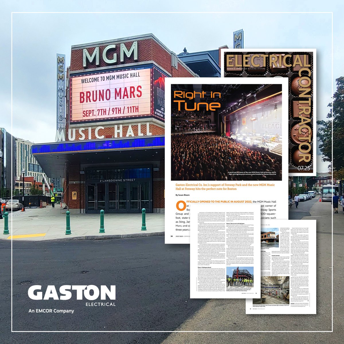 GastonElec's tweet image. Excited to have been featured in the July issue of @ECmagdotcom for the @MGMMusicHall at @fenwaypark - where our skilled Team Members worked as part of the @GilbaneNewEng Team. Full article here bit.ly/MGMGaston. @IBEW103 @IBEW @IBEWHourPower @power_america #WeBuildBoston