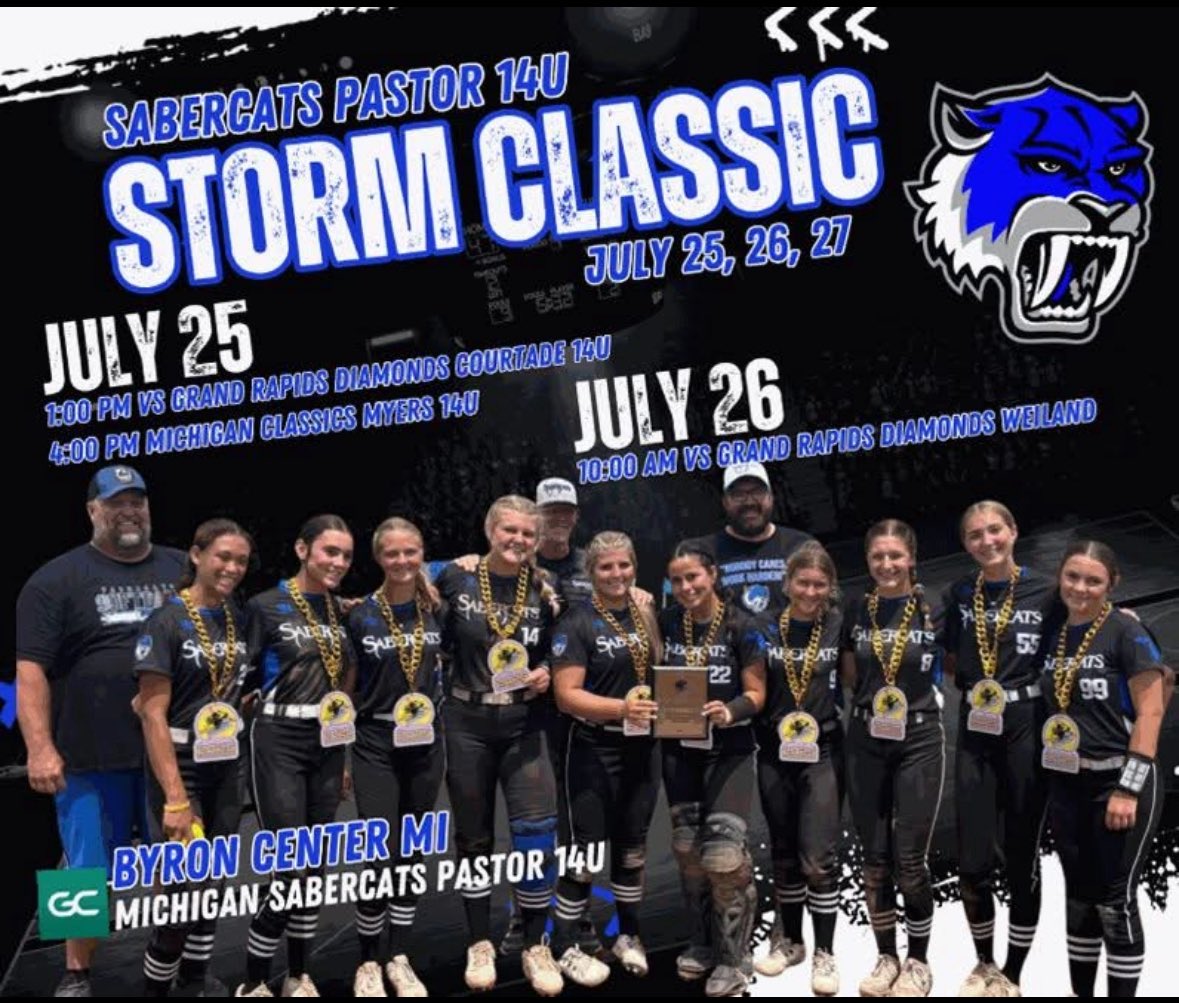 last tournament of the summer, can’t wait to go out big💥💥 <a href="/GoSabercats/">MI Sabercats 15u Pastor</a> 💙🤍