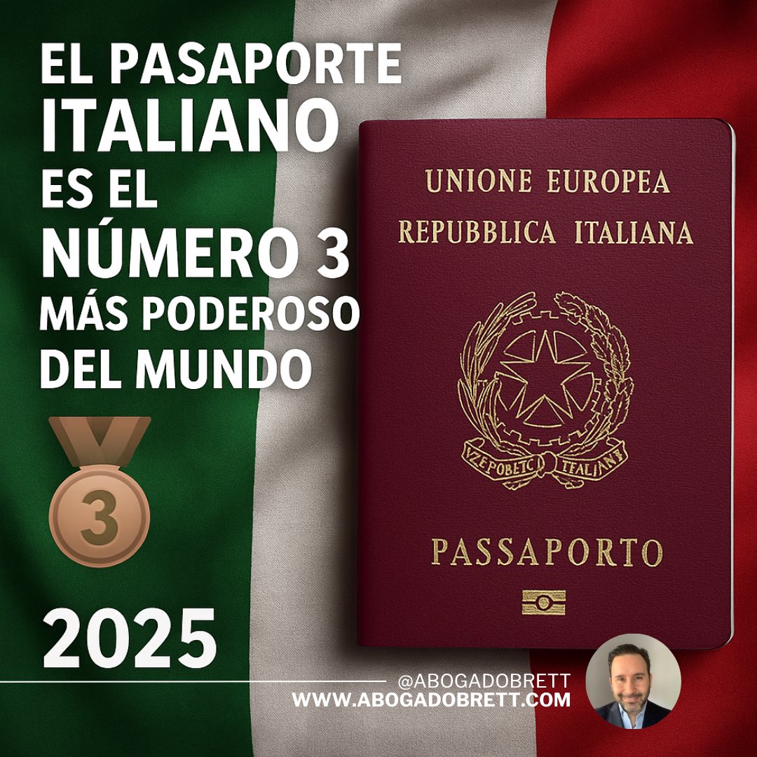ABOGADOBRETT's tweet photo. 🇮🇹 El pasaporte italiano en 2025: entre los más poderosos del mundo. El pasaporte italiano no solo representa tu identidad europea: es también una de las llaves más poderosas para acceder al mundo. #italoargentino #italovenezolano #passaporteitaliano #ciudadaniaitaliana https://t.co/0P4NT15TOT