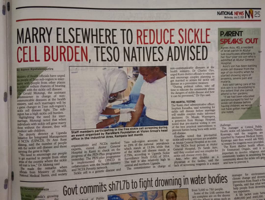 UINCD's tweet image. This week, @MinofHealthUG & partners joined us for a joint technical support supervision visit at Atutur General Hospital. Our focus? Critical #PENPlus implementation, ensuring quality & sustainable integrated care delivery for severe chronic NCDs.
@newvisionwire, July 23, 2021