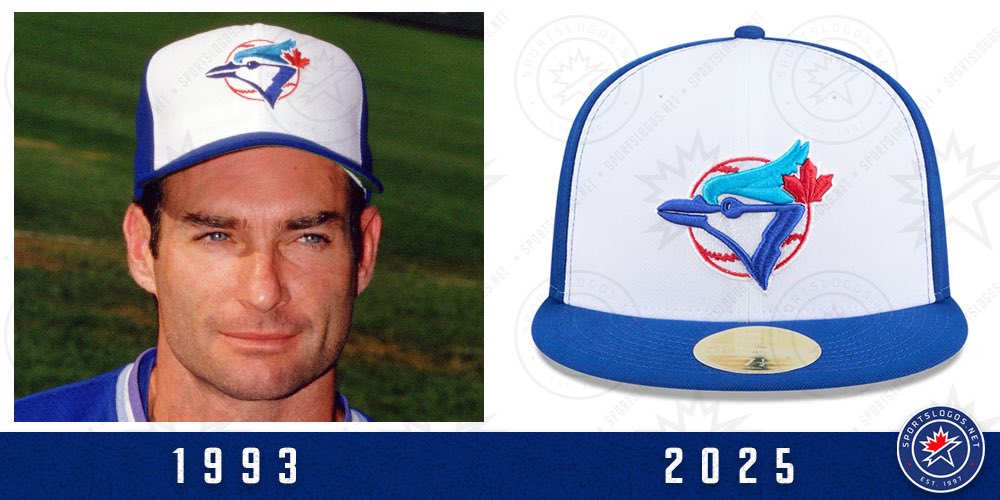 AveryChenier's tweet image. The Jays (and all teams) are going to be wearing retro hats to honour the HOF induction weekend.
📸 @sportslogosnet