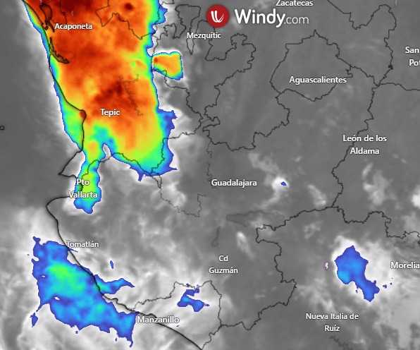 Actualización 8:53pm

Por el momento, imágenes de satélite muestran desarrollo de una nube al sur de Tepatitlán y persistencia de nubes de lluvia en Puerto Vallarta.

Continúa la vigilancia meteorológica.