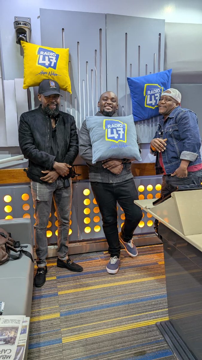Radio 47 (@radio47_kenya) on Twitter photo It's #Radio47FunFriday with the Big Boyz of Radio <a href="/Alex_Mwakideu/">ALEX MWAKIDEU</a>, <a href="/CaptMwashumbe/">Captain Emmanuel Mwashumbe</a>, and on the decks, <a href="/Deejaydarvo/">Darvo</a> . Karibu tukiwashe mpaka 10AM. ๐ฅ๐ฅ
#MwashumbeNaMwakideu #HapaNdipo It's #Radio47FunFriday with the Big Boyz of Radio <a href="/Alex_Mwakideu/">ALEX MWAKIDEU</a>, <a href="/CaptMwashumbe/">Captain Emmanuel Mwashumbe</a>, and on the decks, <a href="/Deejaydarvo/">Darvo</a> . Karibu tukiwashe mpaka 10AM. ๐ฅ๐ฅ
#MwashumbeNaMwakideu #HapaNdipo