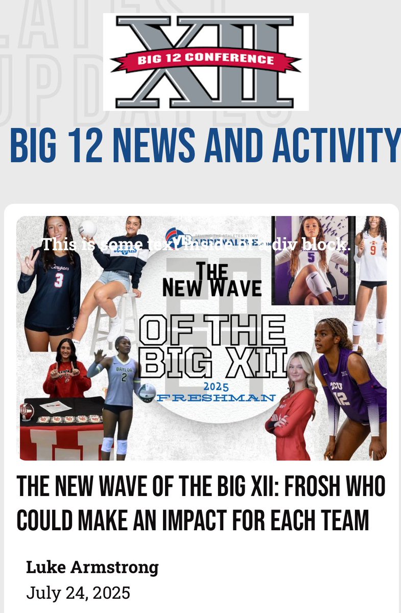 VBAdrenaline's tweet image. Part of the new content on VBadrenaline.com
@Big12Conference VB page what rooks could be making an impact for their squads? Then busy few days we have the Recap Class of 27. Best commits, Staff Shouts, Notes and more! All on the site