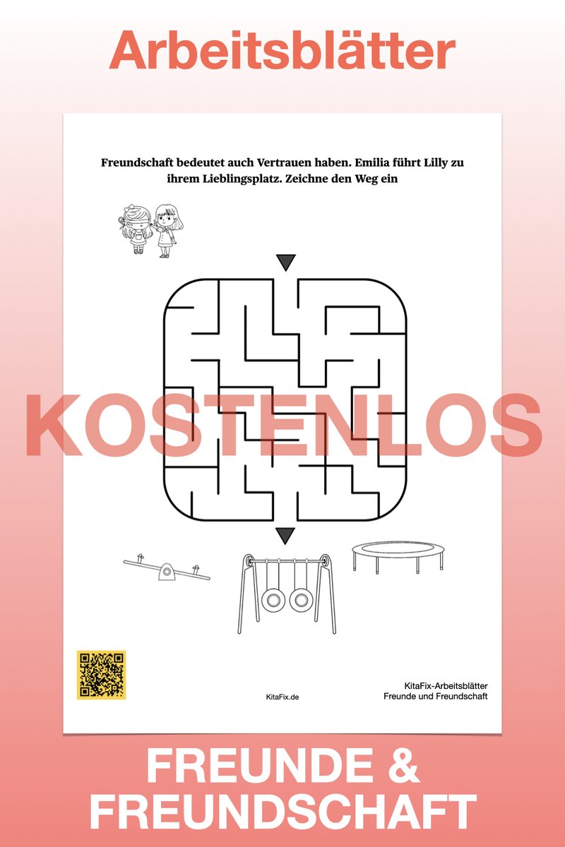Freundschaft ist eine der grundlegendsten Erfahrungen, die ein Kind in seinem Leben machen kann. Sie ist ein unsichtbares Band, das Menschen verbindet und ihnen das Gefühl von Zugehörigkeit, Sicherheit und Vertrauen vermittelt.

KitaFix.de/kostenlos