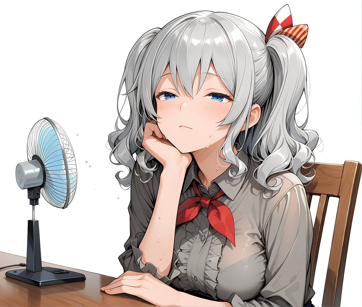 sachitan4's tweet image. お昼近くにこっそり上げ
鹿島「あーつーいーでーす、提督さんエアコンの修理まだですか」
提督「もうすぐ夕張さんが来るからもう少し我慢して」
鹿島「わかりまし…え?」(嫌な予感がしたらしい)
暑い日が続きますね…勤務先の事務所でも昼近くは空調が効かなくなり画像と同じような状態になります…