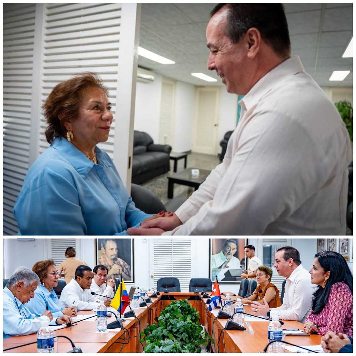 🇨🇺 En la sede del <a href="/MINSAPCuba/">Ministerio de Salud Pública de Cuba</a> nos reunimos este jueves con <a href="/ryvillavicencio/">Yolanda Villavicencio Mapy</a>, canciller encargada de #Colombia, quien visita #Cuba en el contexto de la graduación de 171 estudiantes colombianos en la #ELAM.
Evaluamos posibilidades de ampliar la cooperación en materia de #Salud.