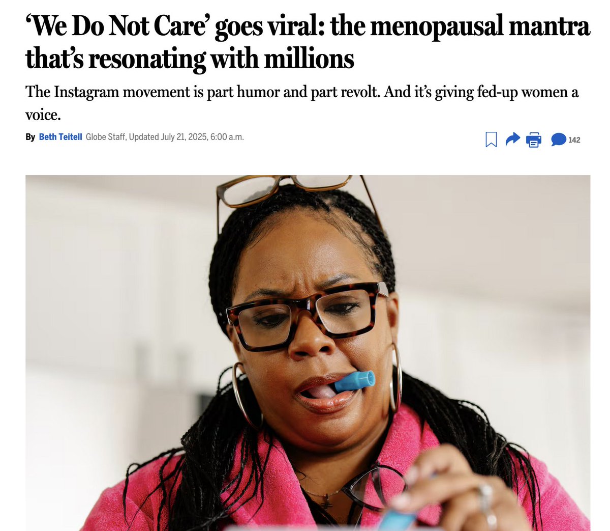 lexlanham's tweet image. read this article in @bostonglobe about the "we do not care club" for menopausal & perimenopausal women with no F's to give, started by a 45 y/o influencer in florida
then i hopped over to @uspto and lo & behold... the trademark application
bostonglobe.com/2025/07/21/lif…