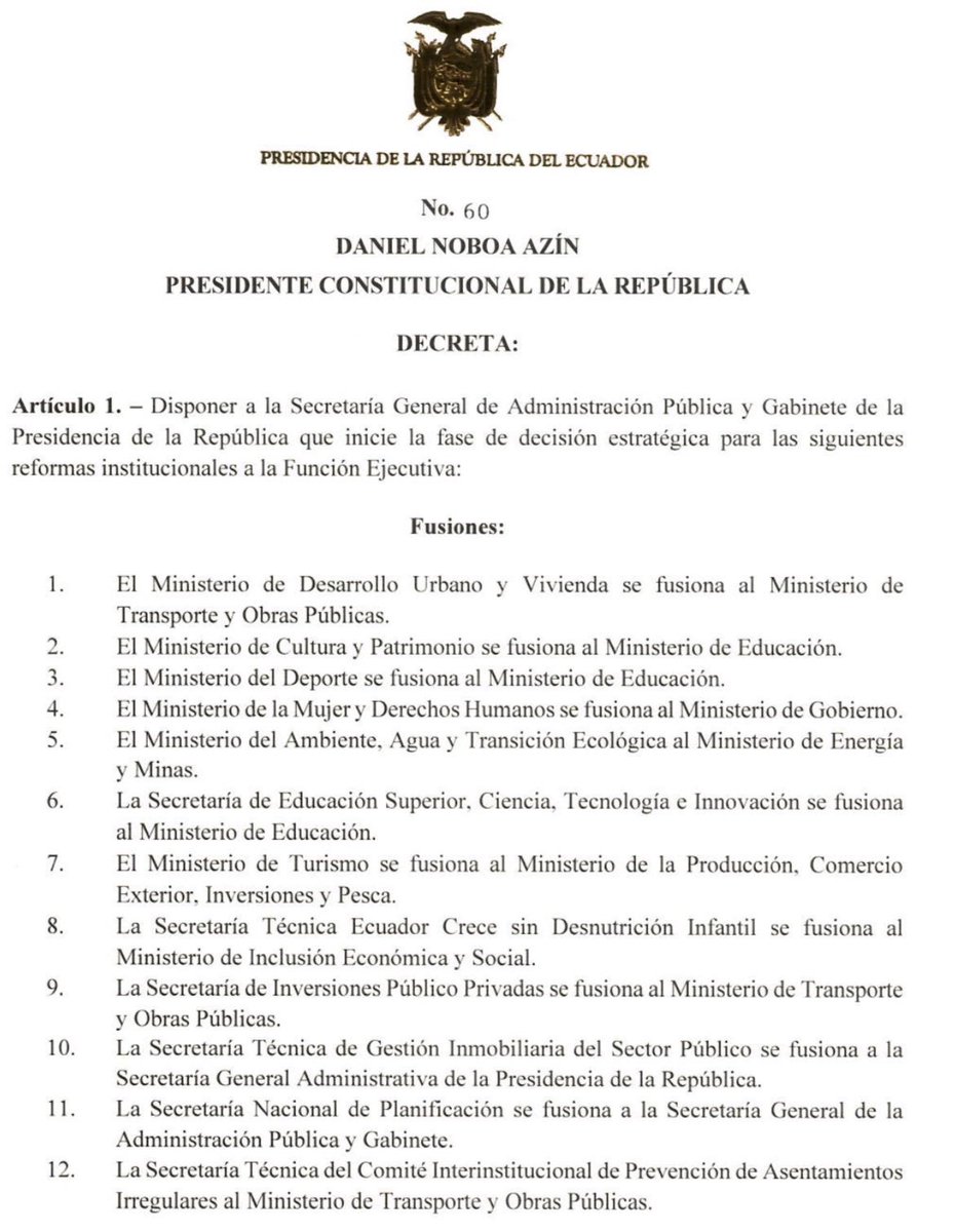 LancerosDigital's tweet image. #ATENCION
Daniel Noboa anuncia fusión de ministerios, entre ellos @Ambiente_Ec a @RecNaturalesEC. El ministro que se reúne con inversores mineros será el encargado de realizar la consulta ambiental y otorgar la licencias a proyectos extractivos. Dictadura del capital minero!