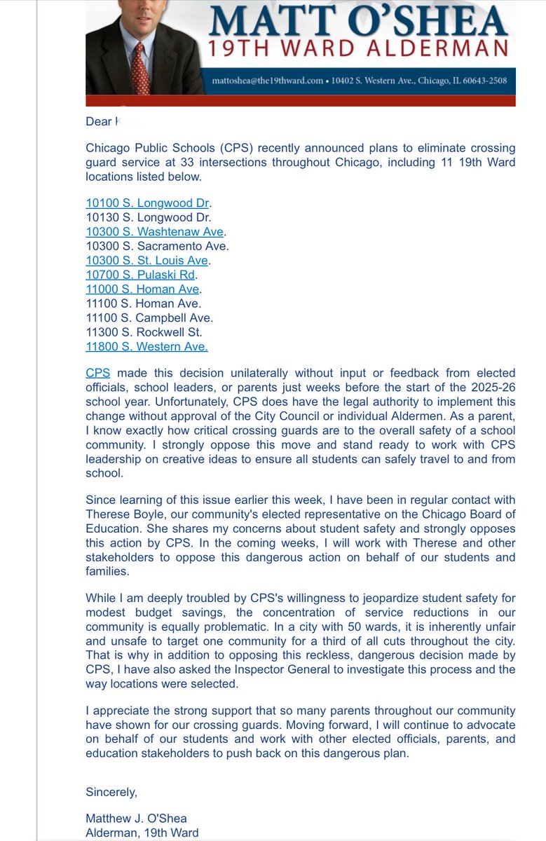 MaryAnnAhernNBC's tweet image. New crossing guard controversial cuts impacting CPS & @archchicago schools.