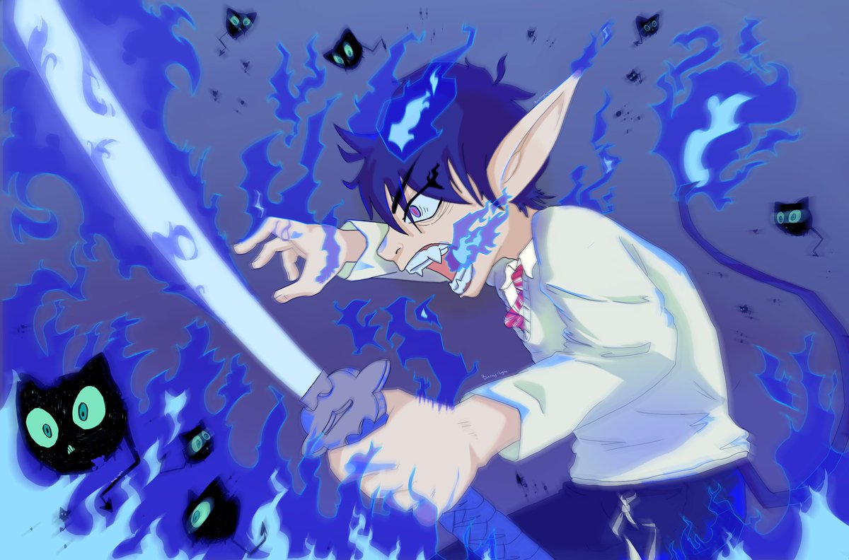 baileyfluff13's tweet image. I'm not used to fan art. But kind of proud of this one. #BlueExorcist 🔥