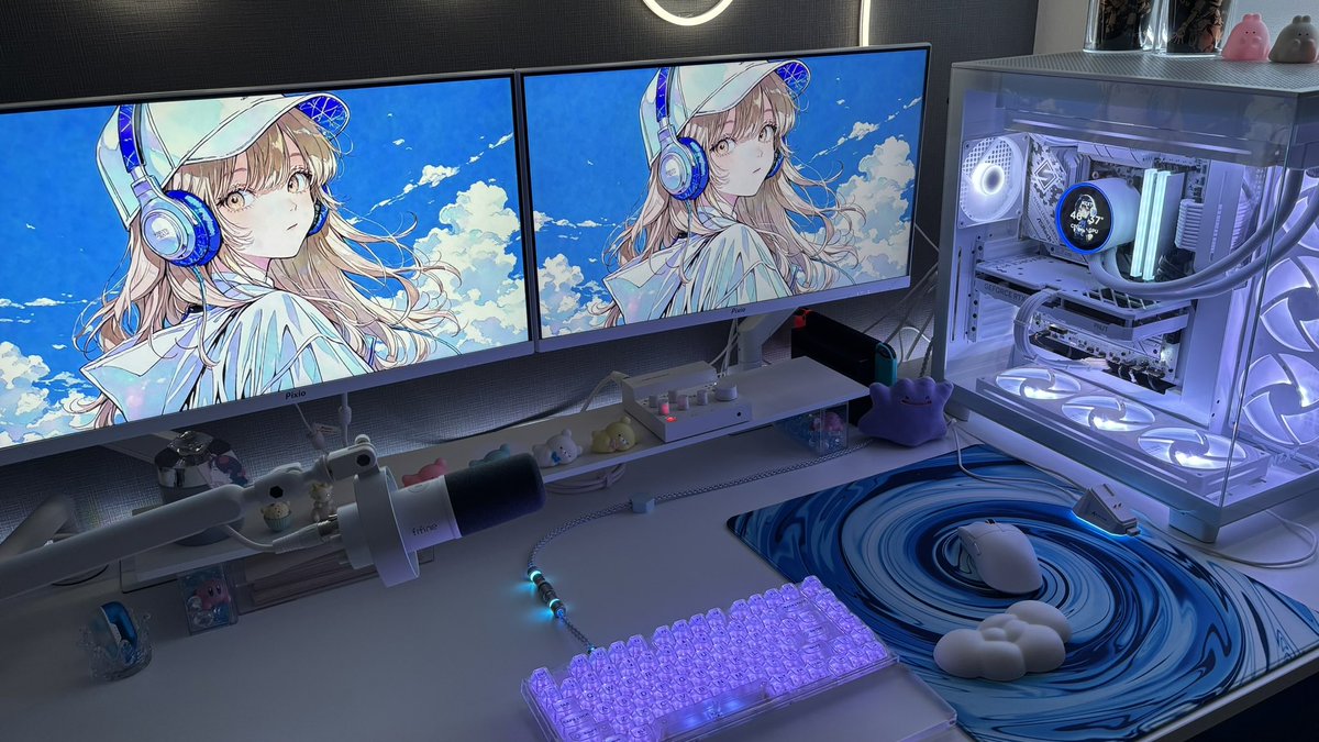 Hozuki_Kairi's tweet image. 💙❤️🤍⟡.·
#desksetup #お前らのデスク周り晒していけ 
#白PC #海璃おたより