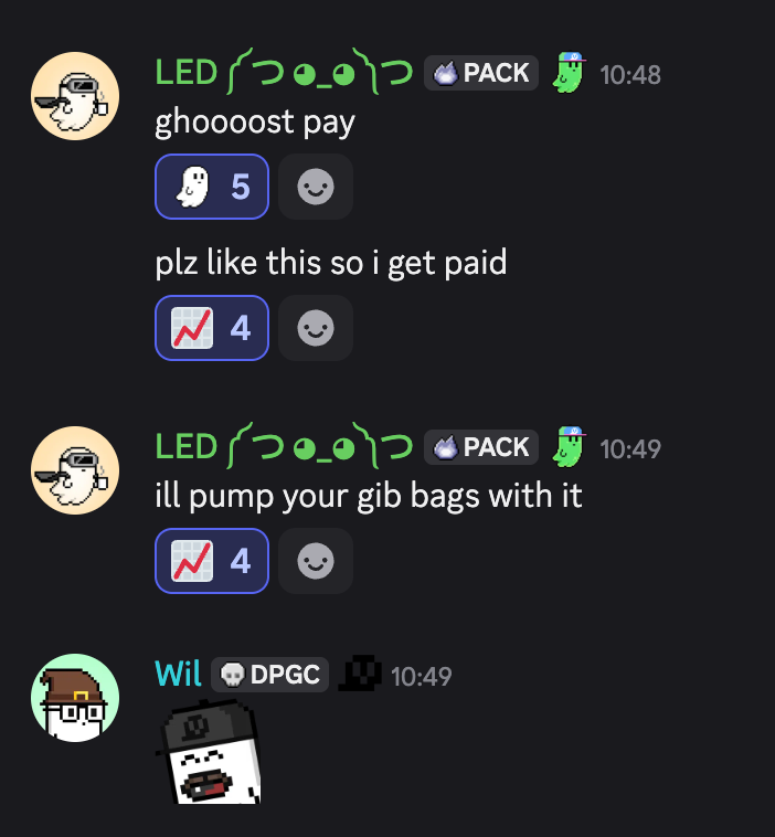 gibfather's tweet image. 1. join @deadpixels_club discord ✅
2. verify wallet ✅
3. get paid in $HBAR for memes and vibes with Ghost Pay from community reactions ✅
4. swap to ༼ つ ◕_◕ ༽つ $gib @gib_plz ✅
5. infinite vibes glitch ✅
wtf thanks boo
👻 ദ്ദി༼ ˵ ◕_◕ ˵ ༽…