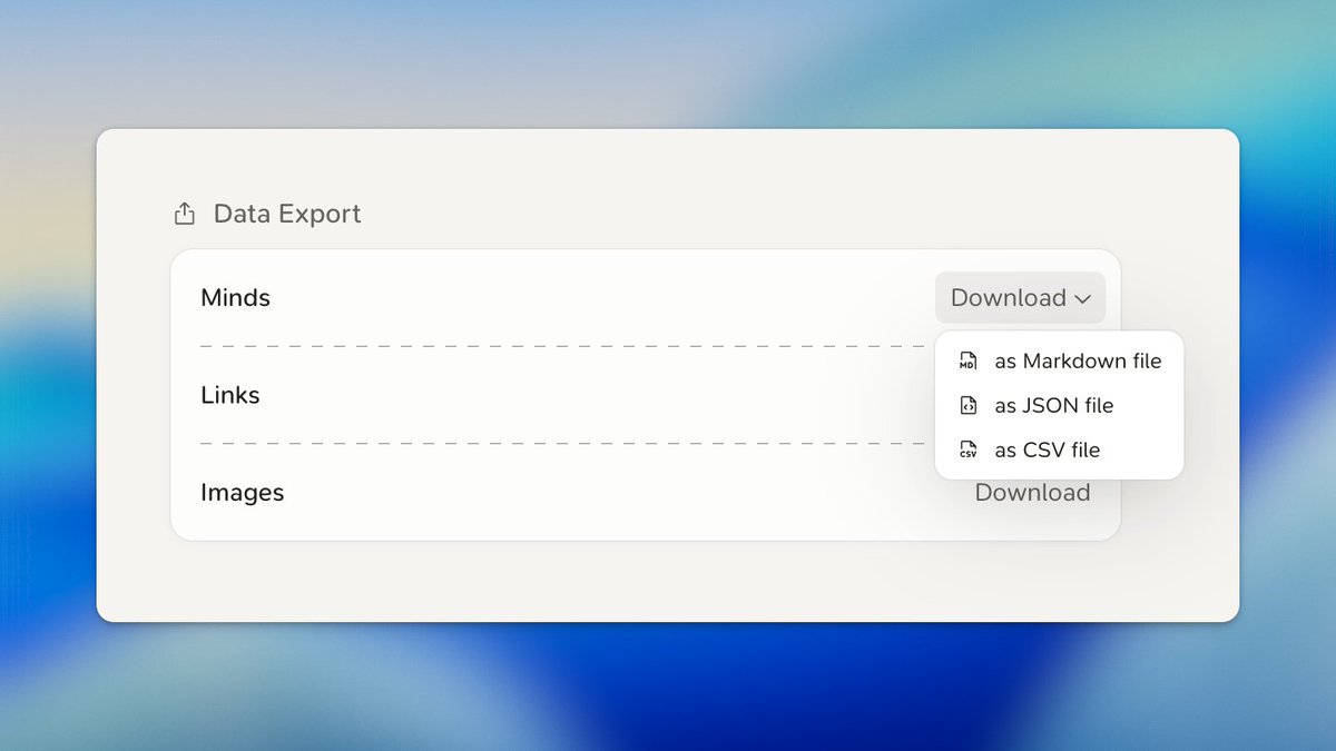 The Data Export feature is coming.