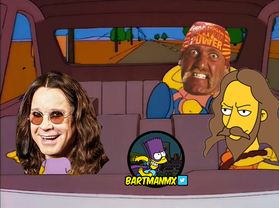 BartManMX's tweet image. Siempre se van de a tres
Hulk Hogan - Ozzy Osbourne
-¿Jesús, podemos subir a ese hippie?-