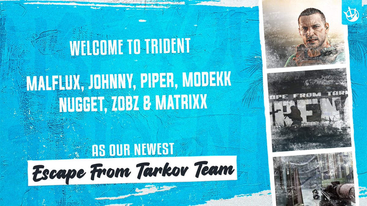 Please welcome former #Reapers to the Trident Family 🙏😊🥳 

🔹️ @MalfluX_ 
🔹️ <a href="/GO_Xxe/">overdose_1A</a> (Piper)
🔹️ <a href="/TRDTJohnnysimm5/">TRDT-AussieBeardedSniper</a>
🔹️ <a href="/itsZobz/">Brandon Carter</a>
🔹️ <a href="/TheNugget_AU/">Nugget</a>
🔹️ <a href="/Matrix89174881/">Matrix</a>
🔹️ <a href="/Modekk_/">Modekk</a>

We are excited for this next chapter in Escape From Tarkov Arena.

#RaiseYourTrident🌊 |