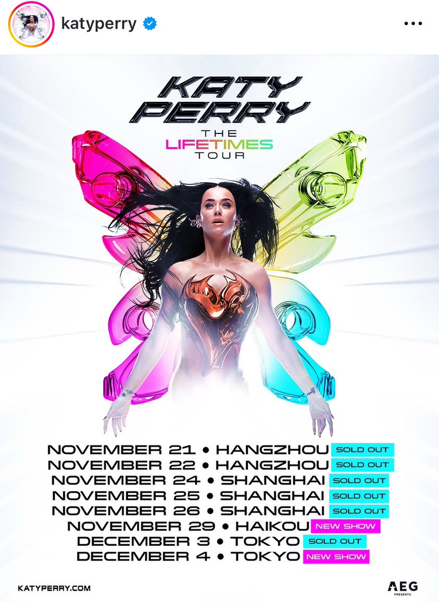 lobitostan's tweet image. Katy Perry postando logo os 6 sold out dela fora dos EUA depois da shade da Kesha pra ela ontem, chocando a cantora local que sofre pra vender ingresso no próprio país com capacidade minúscula e ingressos à 20 dólares