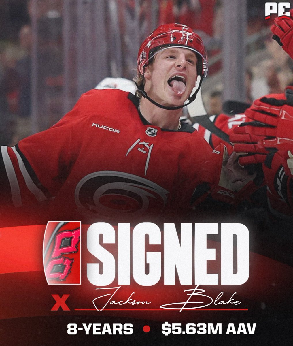 puckempire's tweet image. The Hurricanes lock up Jackson Blake on a LONG-TERM deal worth $5.63M AAV.