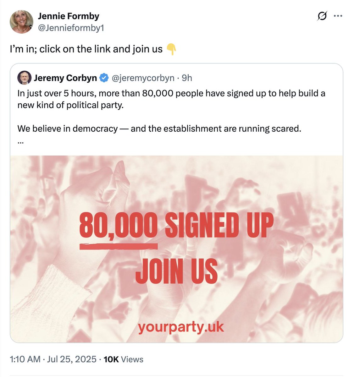 ExStrategist's tweet image. Oh no, Jennie Formby is moving from the Greens to the Unite fraud party.
Are they offering family prison visits?