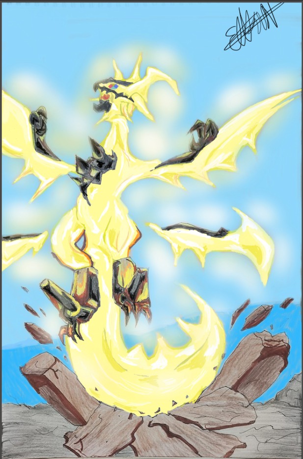 Elkin20170319's tweet image. Ultra Necrozma dibujo en 2 partes, una a lápiz y otra en digital #Pokemon