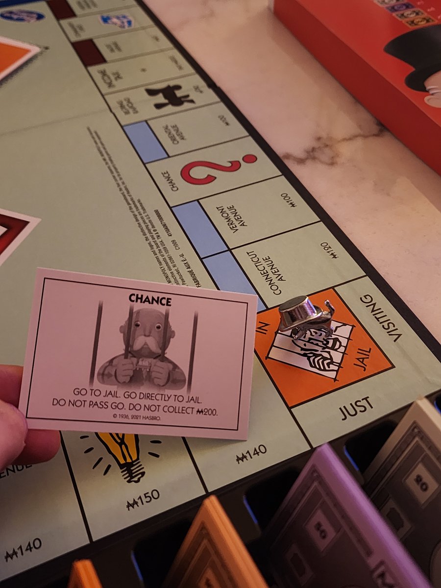 KingCosmicNick's tweet image. Get to go first in Monopoly and me and my top hat cat are immediately sent to jail :(