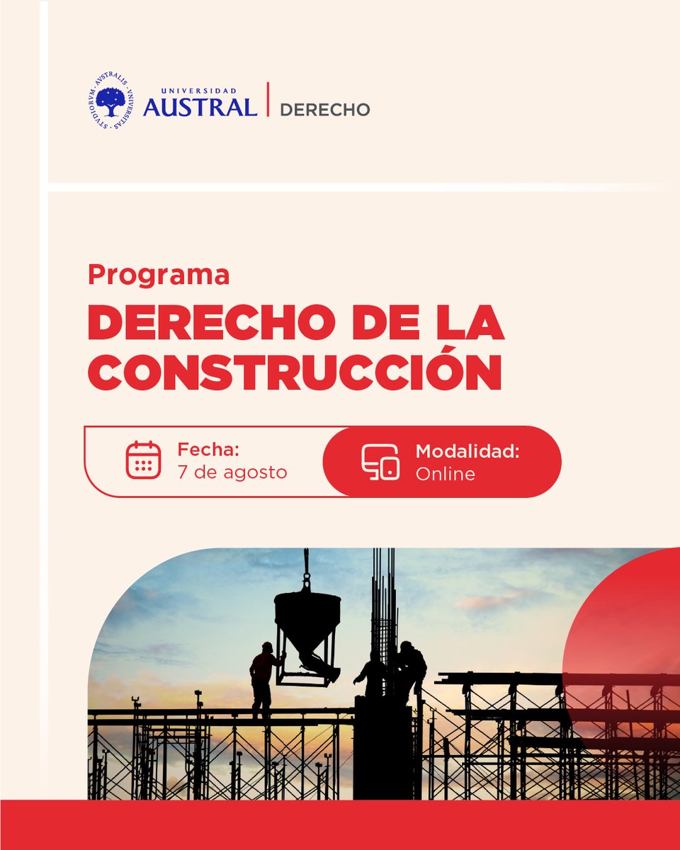 AustralDerecho's tweet image. 🏗️¡Últimos días para inscribirse! Aprendé y Profundizá en los principales aspectos contractuales relacionados al ámbito del 𝗗𝗲𝗿𝗲𝗰𝗵𝗼 𝗱𝗲 𝗹𝗮 𝗖𝗼𝗻𝘀𝘁𝗿𝘂𝗰𝗰𝗶ó𝗻,
▸ 18 clases con enfoque práctico y de resolución de conflictos
👉 cuf4.short.gy/OhF6nb