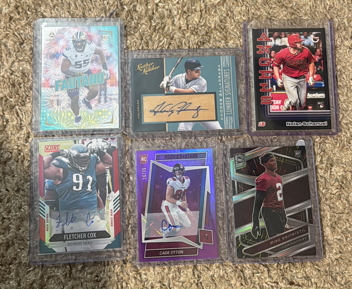 RyanLCards's tweet image. Fautanu /35 - $8
Galarraga - $40
Schanuel /75 - $8
Cox /20 - $60
Otton /25 - $15
Sainristil /75 - $13
RTs appreciated!