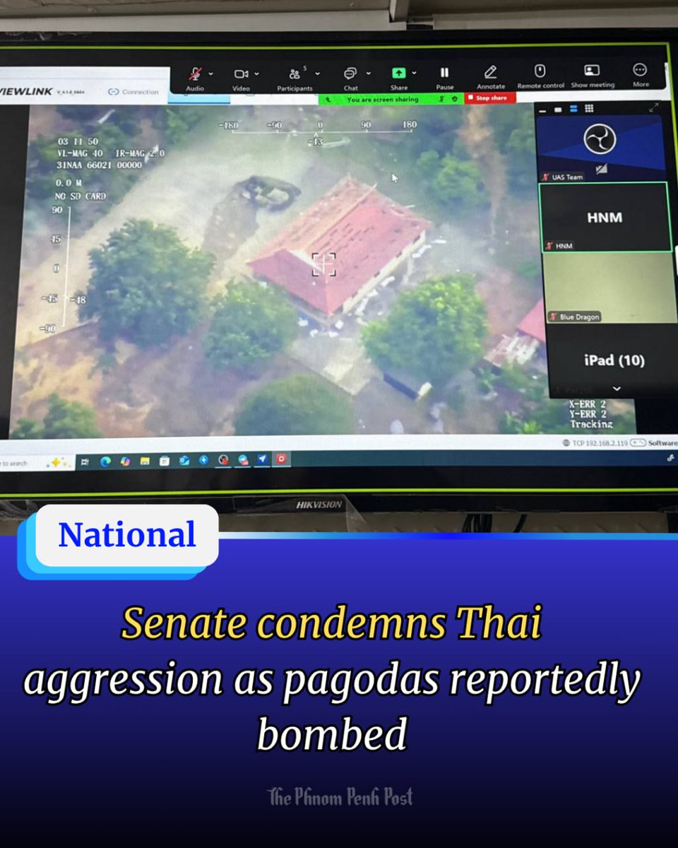 phnompenhpost's tweet image. Senate condemns Thai aggression as pagodas reportedly bombed

The Cambodian Senate has expressed its strongest condemnation of the “intentional and illicit military aggression” launched by the armed forces of Thailand on July 24. The Thai strikes were 
phnompenhpost.com/national/senat…