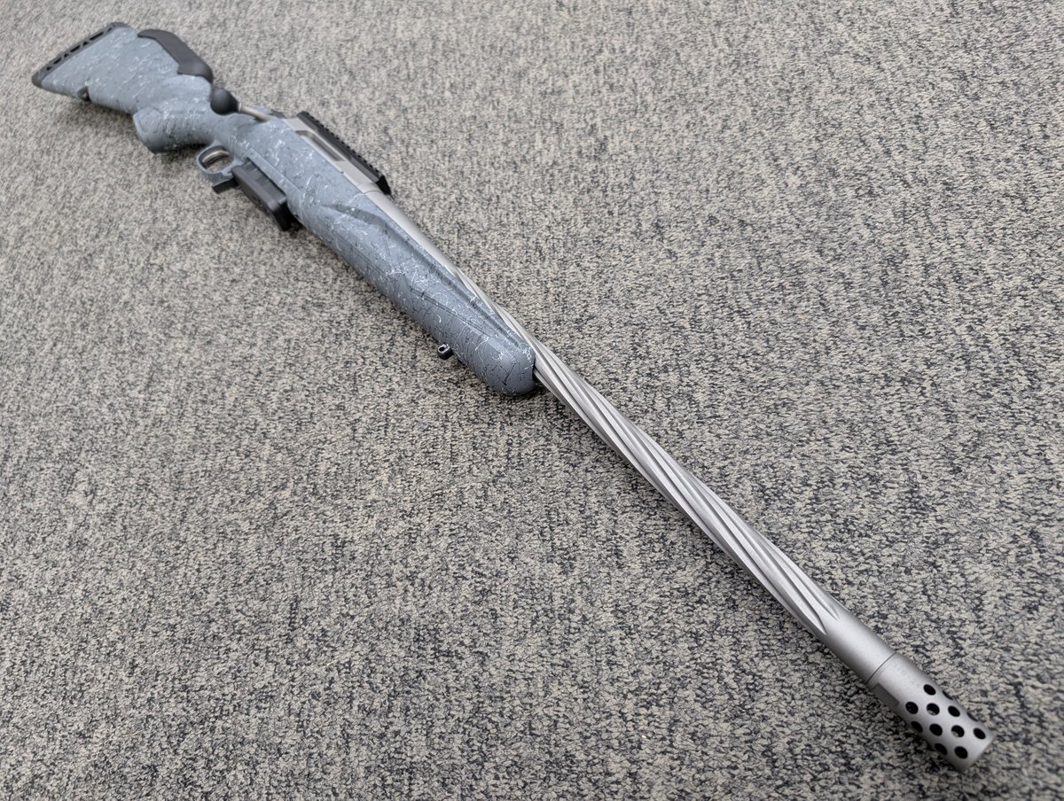 Ruger American Gen II 308win Special, Grey Cerakoted All Weather Finish SUPER SPECIAL.... In Store Now...

Splatter finished stock provides excellent grip without being too sharp or abrasive.

Soft rubber recoil pad features a large radius on the heel for easy shouldering and