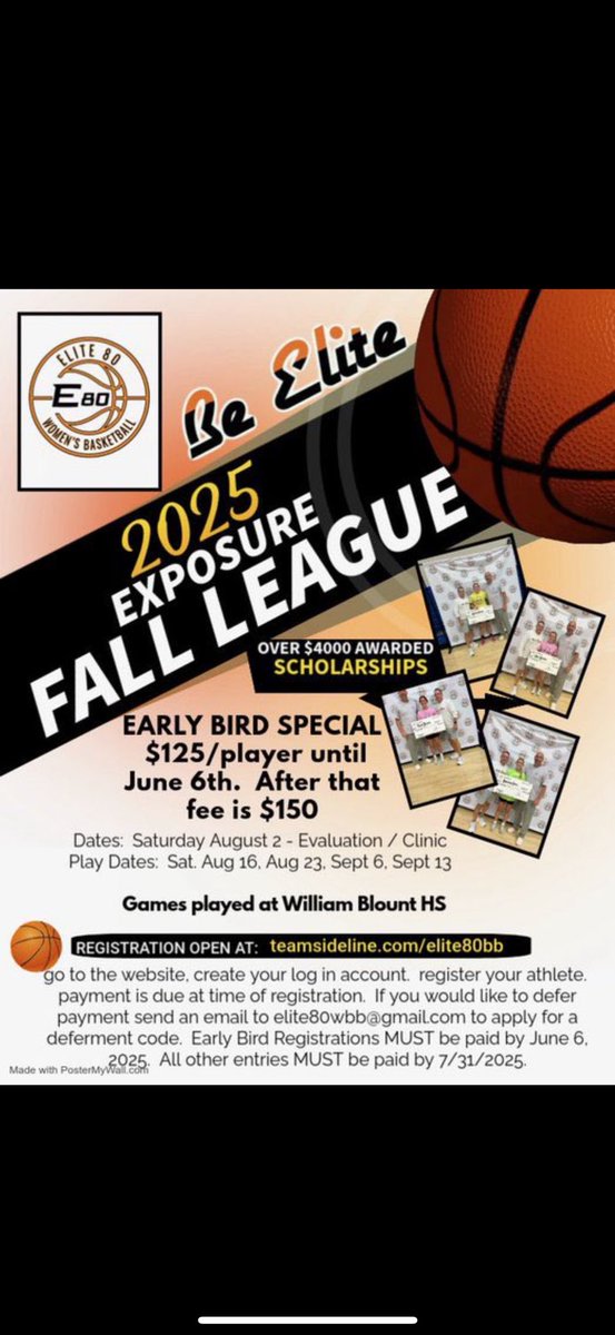 Elite80WBB's tweet image. Welcoming 2029 Chloe Walters from Union County HS to the #1 fall league @Elite80WBB! She’s up for the challenge, ready to compete against the best. Are you?
teamsideline.com/elite80bb