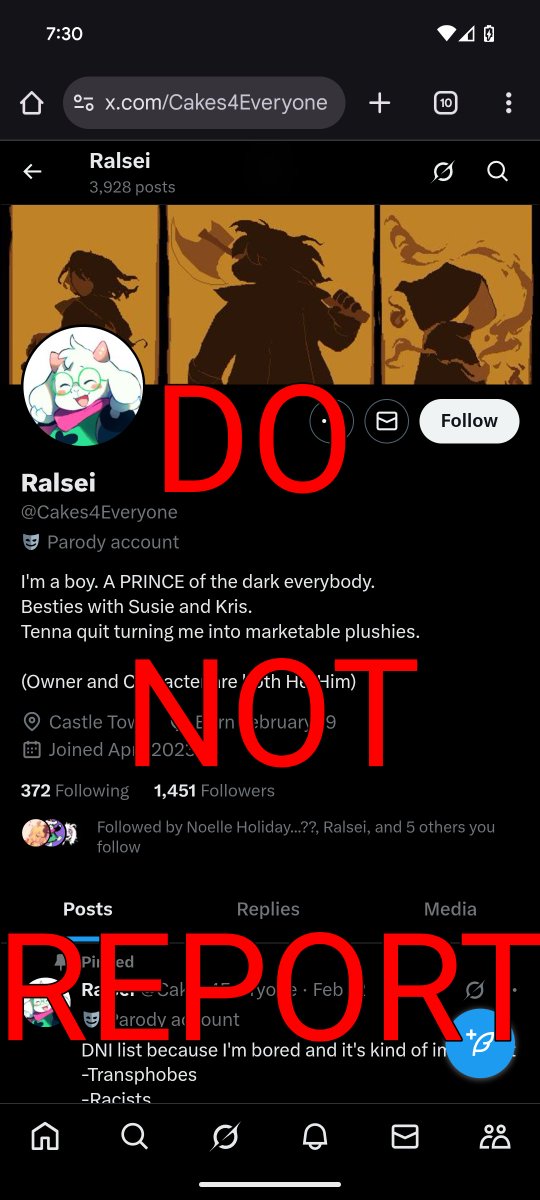 Tailsdreemur's tweet image. EVERYONE REPORT @/Cakes4Everyones
He copyed another ralsei @