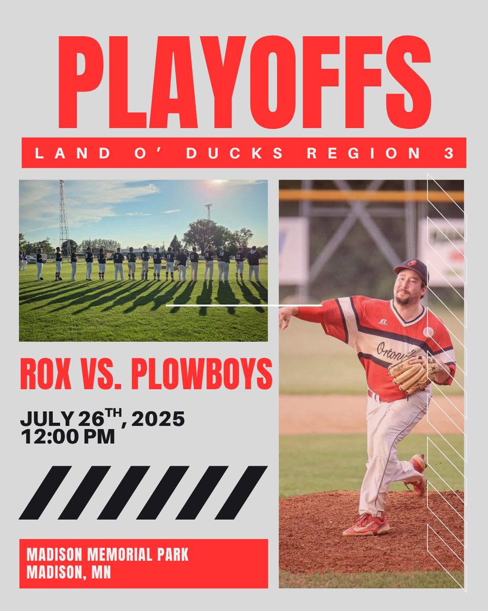 Rox open the Region playoffs with the <a href="/BensonPlowboys/">Benson Plowboys</a> on Saturday at noon in Madison. Come on out and support the boys!