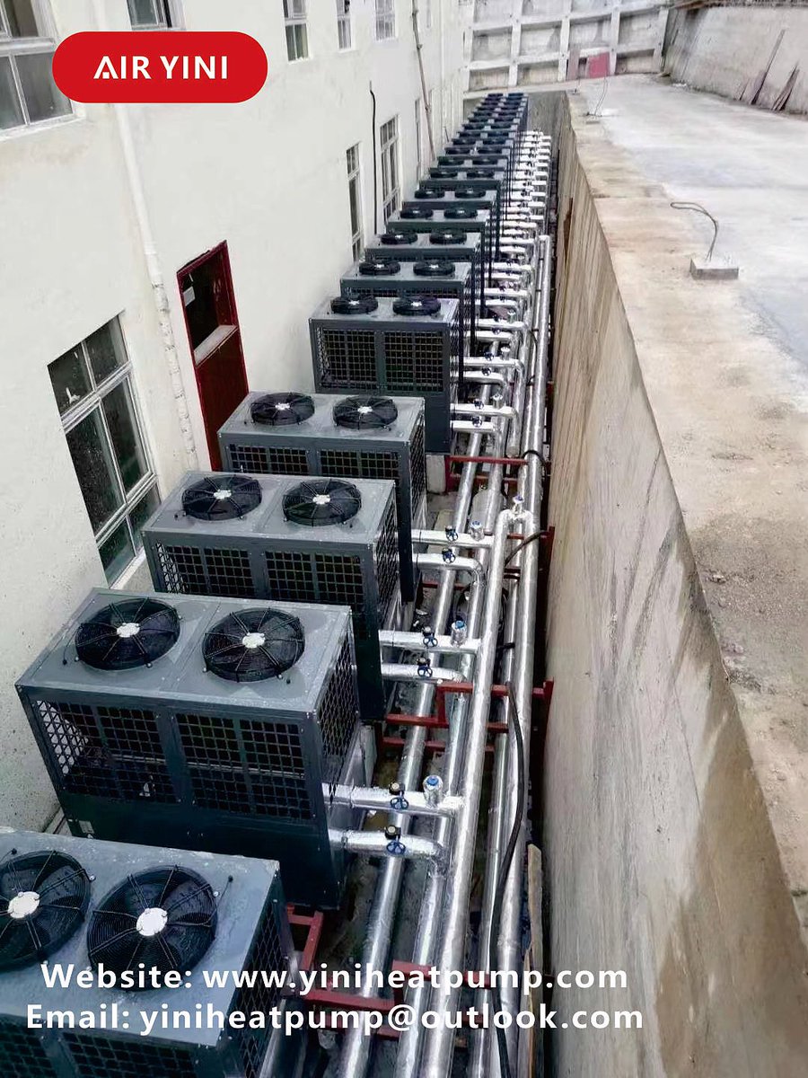 HeatPumpChen's tweet image. The office building uses 21 units of 65kw heat pumps for cooling in summer and heating in winter, maintaining a constant temperature all year round.