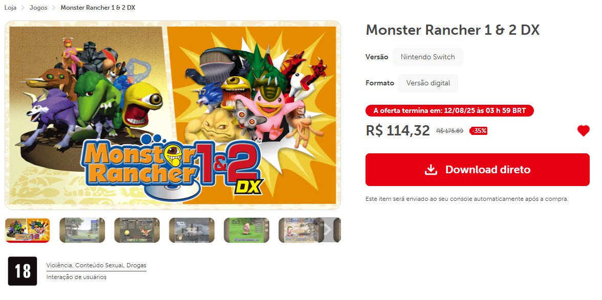 Por que Monster Rancher 1 &amp; 2 DX recebeu classificação de 18 anos na eshop brasileira!?!?!?!?!?