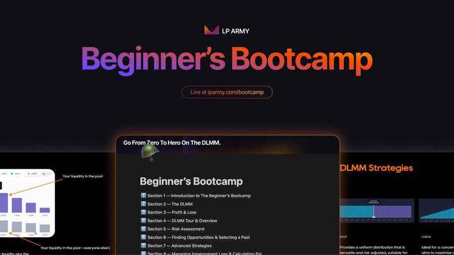 MeteoraFR's tweet image. 💥 Le LP Army Bootcamp de @Heavymetalcook6 = une machine à former des liquidity providers.

Aujourd’hui, on lance le Beginner’s Bootcamp :
⚙️ Version simplifiée
⏱️ À suivre à ton rythme
🧠 Pour se lancer sans pression

Les sessions live avec HMC continuent, mais cette nouvelle…