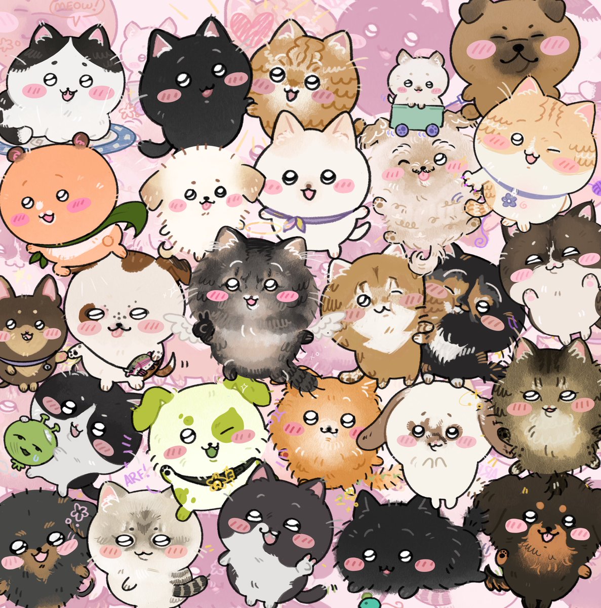 femiyr's tweet image. Chiwawa inspired pets I’ve drawn for people ^_^