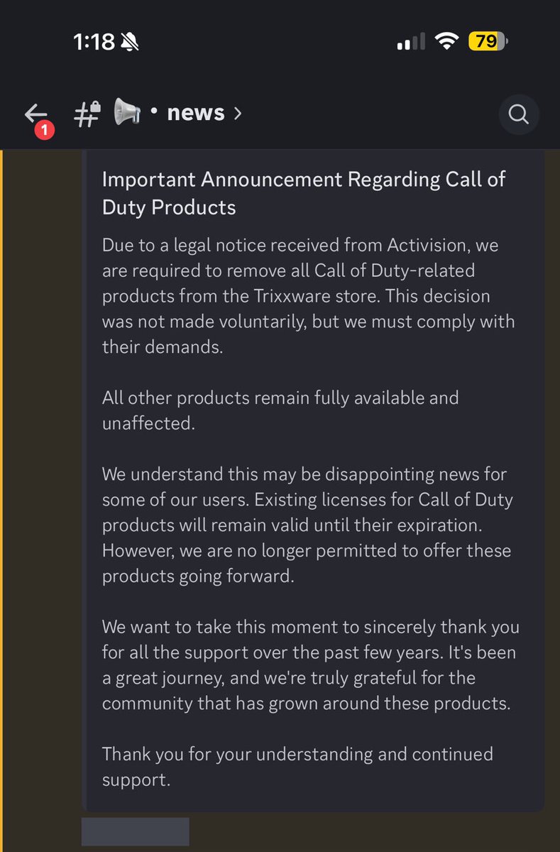 ItsHapa's tweet image. Another one bites the dust. 🧹
Trixxware, a Call of Duty cheat provider just shut down after catching a cease and desist from Activision.
Folded like the kids in my casual lobbies. 😂