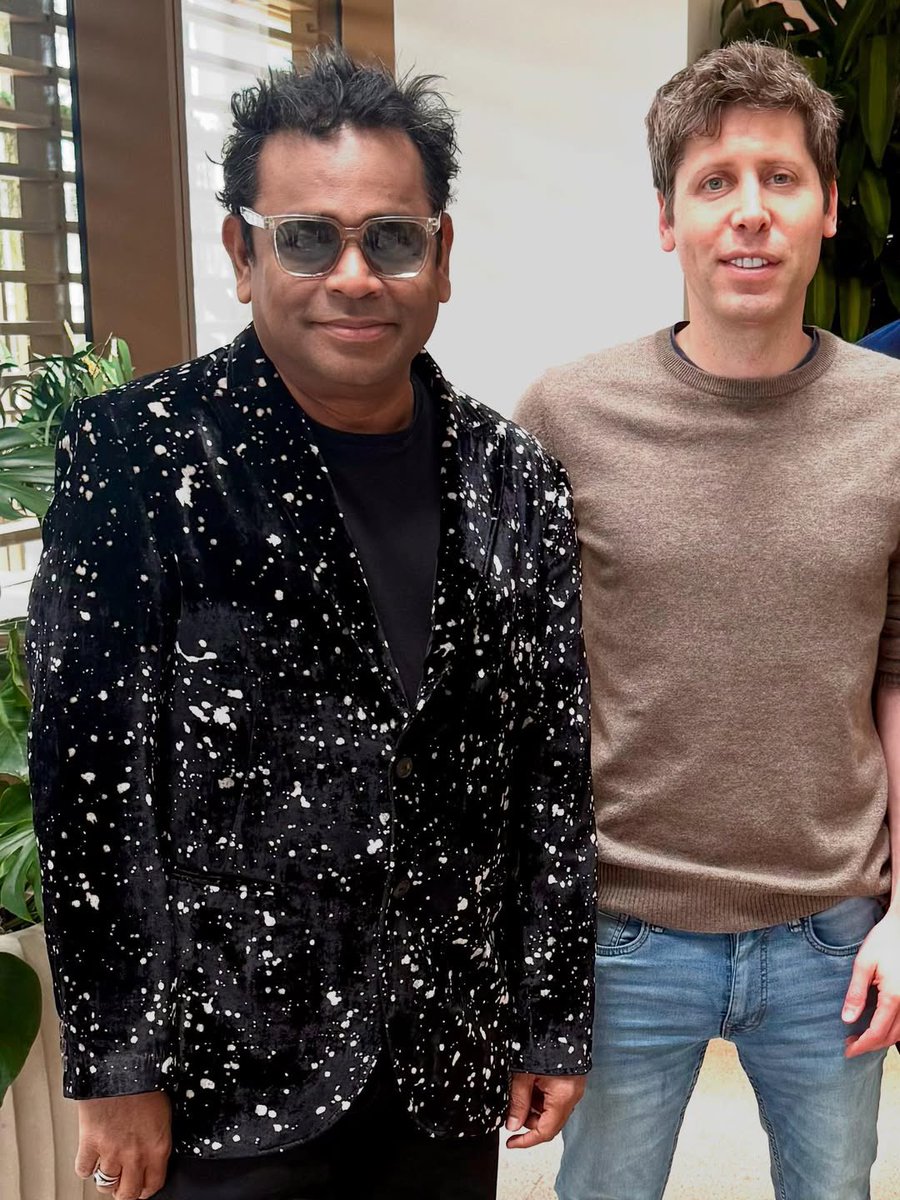 arrahman's tweet image. It was a pleasure meet @sama at his office …we discussed “Secret Mountain”, our virtual global band, and to empower and uplift Indian minds to use AI tools to address generational challenges and lead the way forward.
EPI
@chatgptindia @OpenAI #arrimmersiveentertainment…
