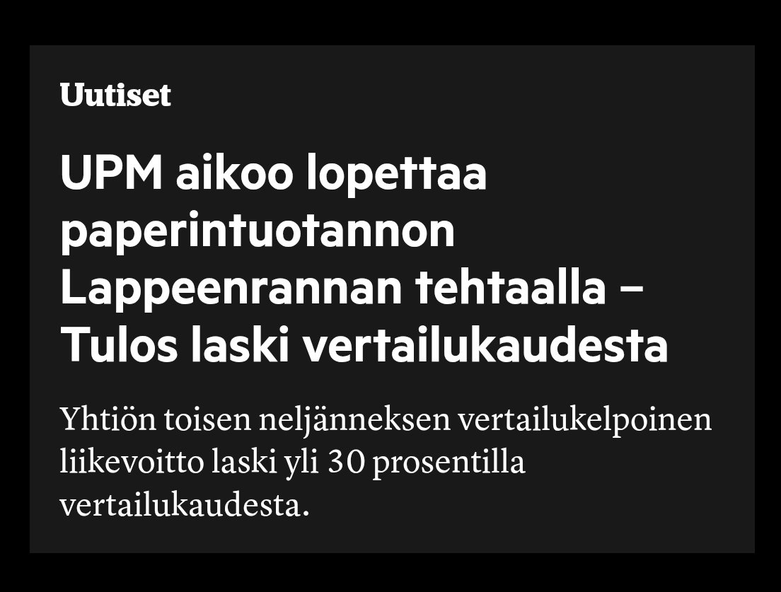 Jocka's tweet image. "Suomen tehtaiden pitkittyneet lakot vaikuttivat siihen, ettei UPM Plywood pystynyt hyödyntämään myönteisesti kehittyneiden markkinoiden mahdollisuuksia."
AY-mafia romuttaa kotimaisia työpaikkoja.
is.fi/taloussanomat/…
teollisuusliitto.fi/2025/04/kahdes…